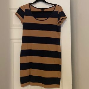 Brown/Navy Striped T-shirt Dress